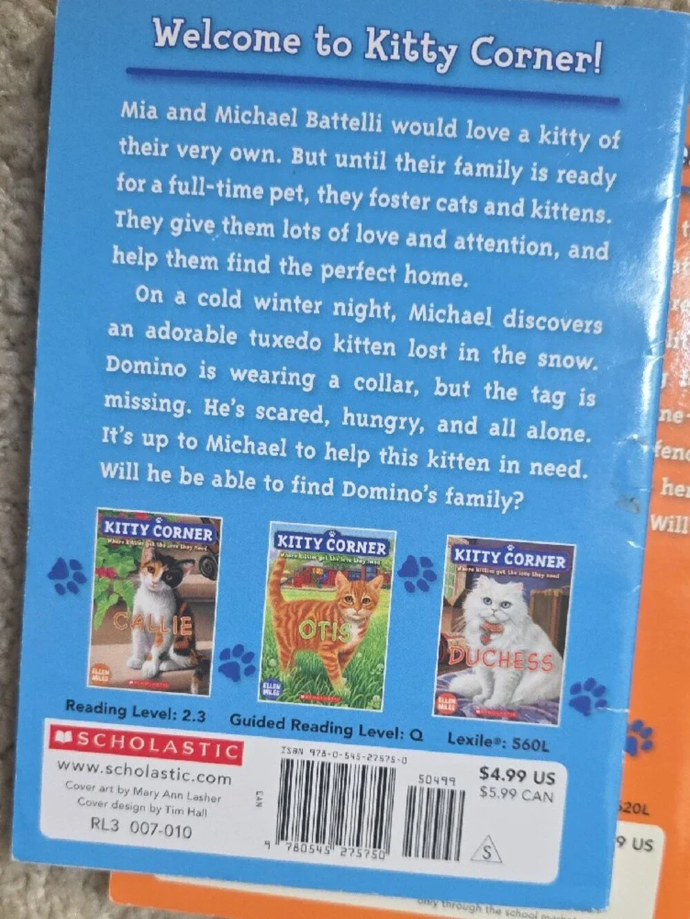 Scholastic Kitty Corner: Otis, Callie, & Domino Book Set of 3 Paperback Books